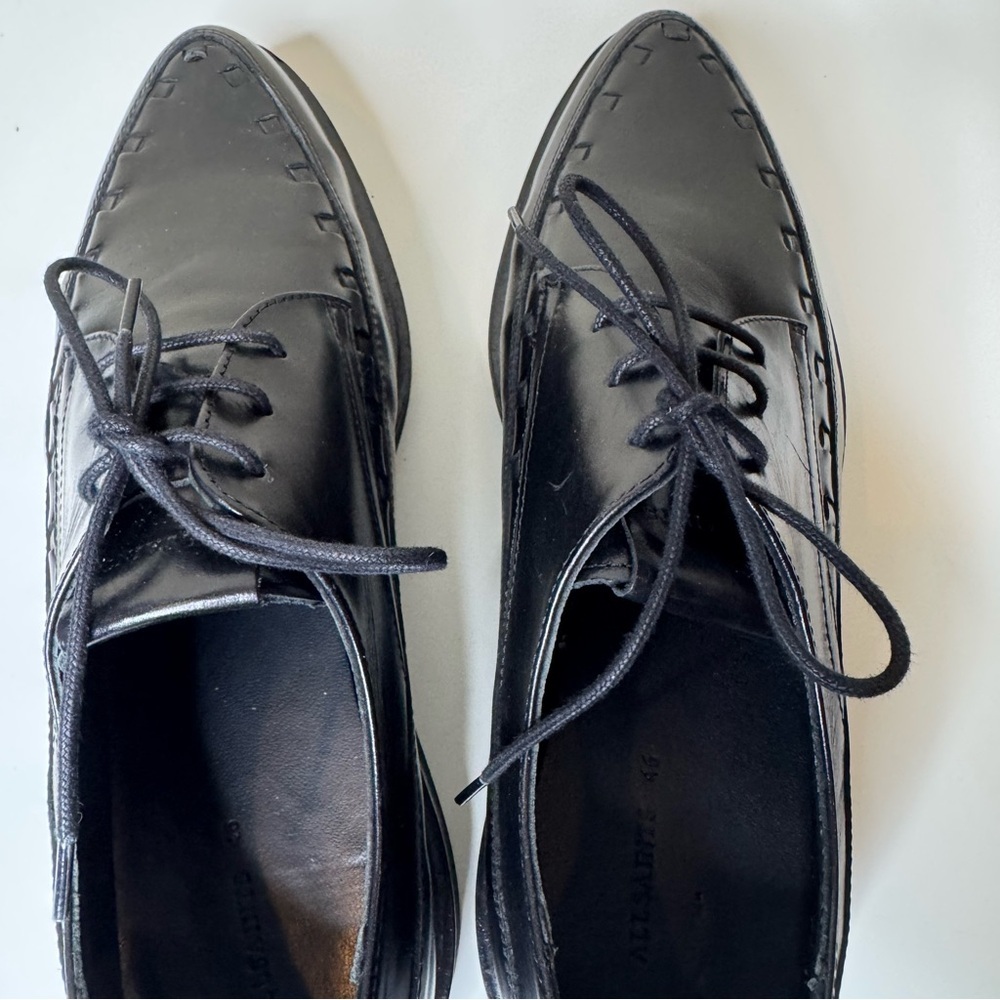 ALL SAINTS Black Topper Pointed Toe Derby Dress Shoes Mens eu 46 NWOT - Picture 10 of 15